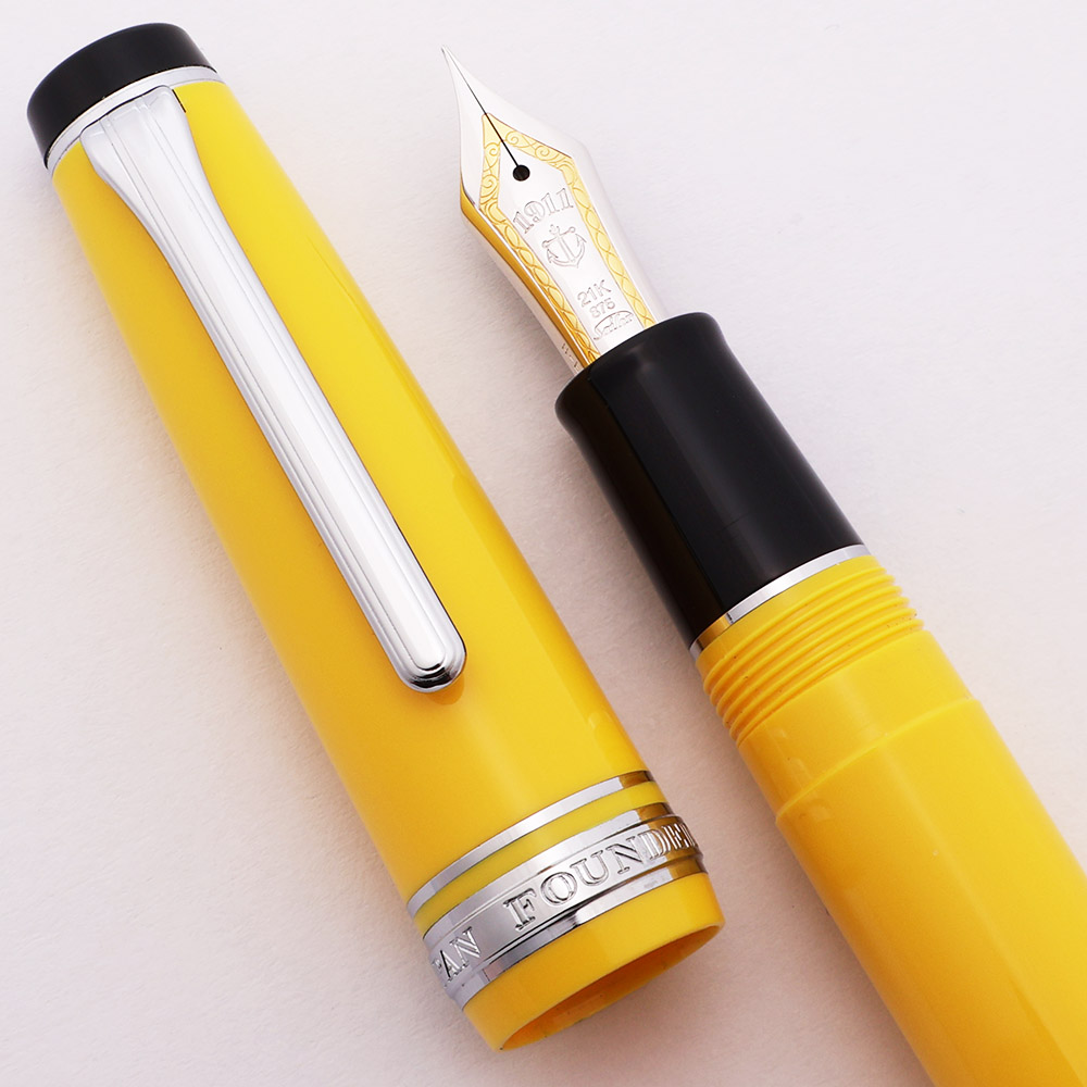 Sailor Pro Gear 21k Fountain Pen - Yellow w Black Ends, Rhodium